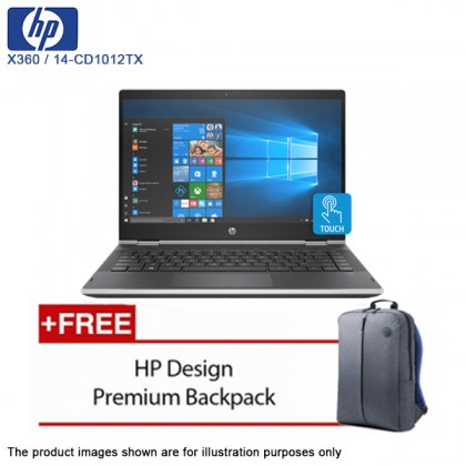 HP Pavilion 14-cd1012TX X360 14 inch i3-8145U (4GB, 500GB, MX130 2GB, W10) Touch Screen Natural Silver Laptop - FOC Backpack HP Pavilion 14-cd1012TX X360 14 inch i3-8145U (4GB, 500GB, MX130 2GB, W10) Touch Screen Natural Silver Laptop - FOC Backpack